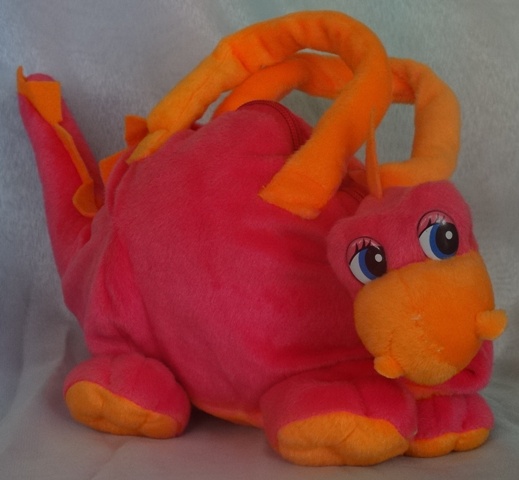 Мягкая игрушка-сумочка динозаврик (розовый)