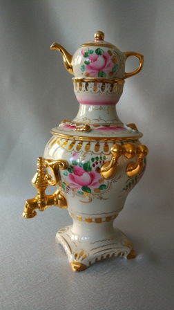 Самовар сувенирный  «Розовая гжель» с чайничком
